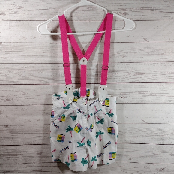 80s Overall Suspender Shorts outfit tropical - Picture 9 of 16